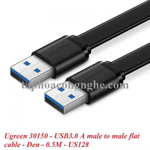 Ugreen 30150 0.5M màu Đen Cáp 2 đầu USB 3.0 dương dáng dẹt cao cấp US128 30030150
